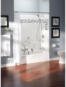 Chrome Curved Grab Bar With Storage Shelf