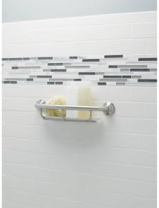 Chrome Curved Grab Bar With Storage Shelf