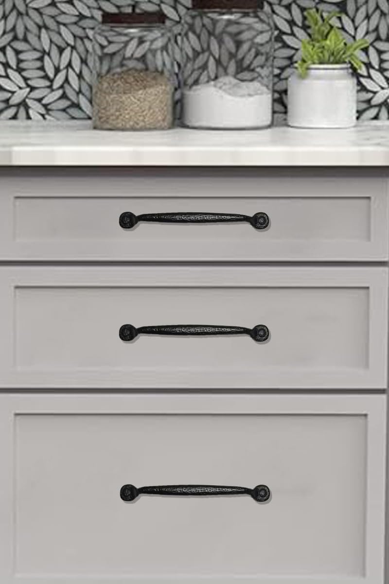 Hammered Black Iron Cabinet Pulls