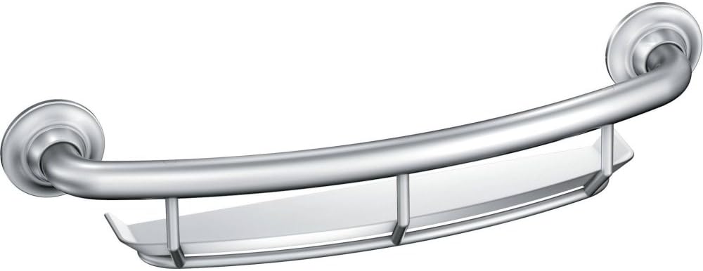 Chrome Curved Grab Bar With Storage Shelf