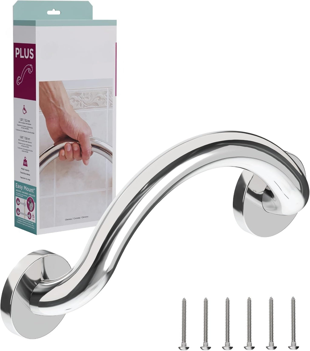 Curved Chrome Crescent Bath Grab Bar