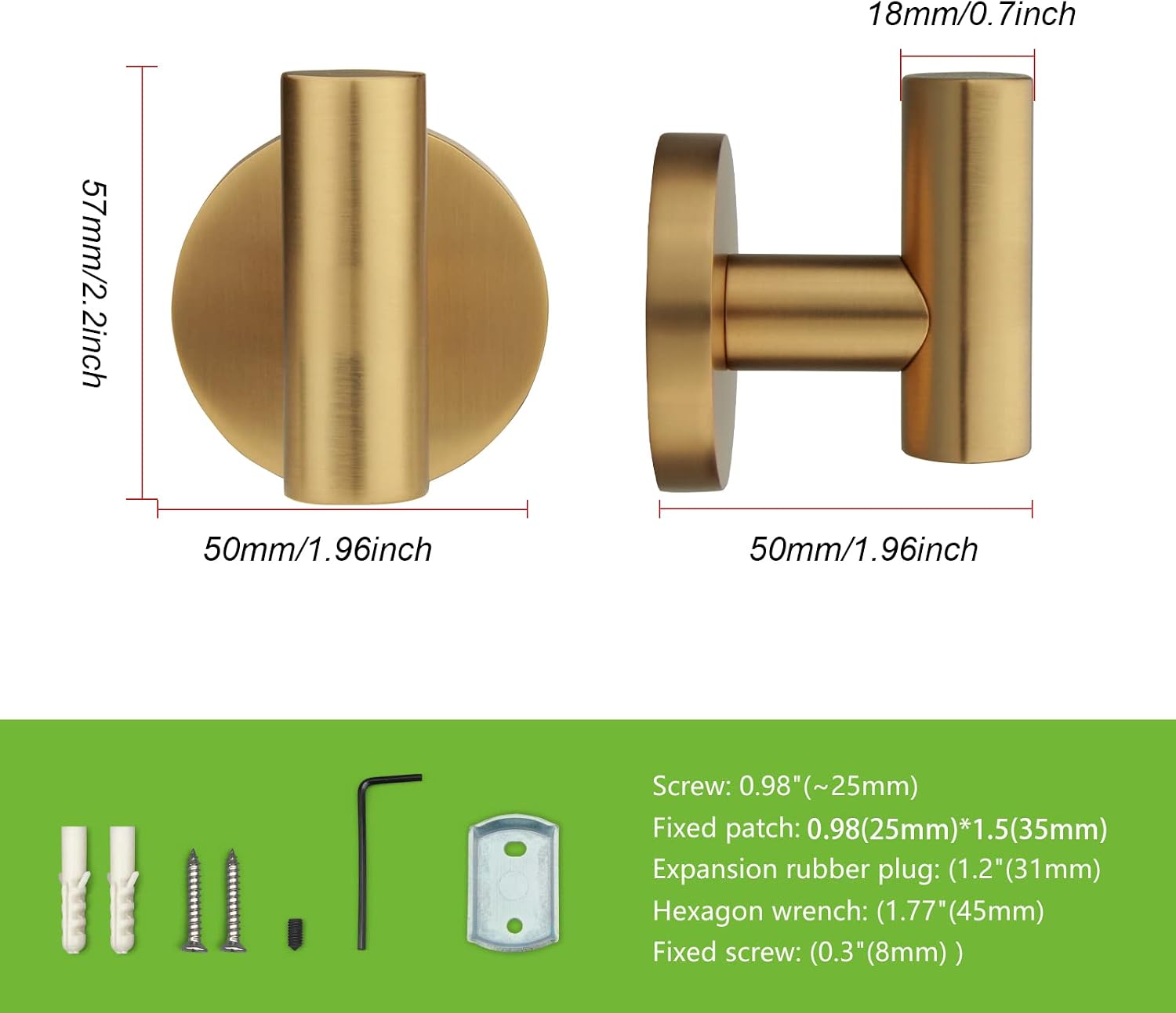 Champagne Gold Round Towel Hooks Set