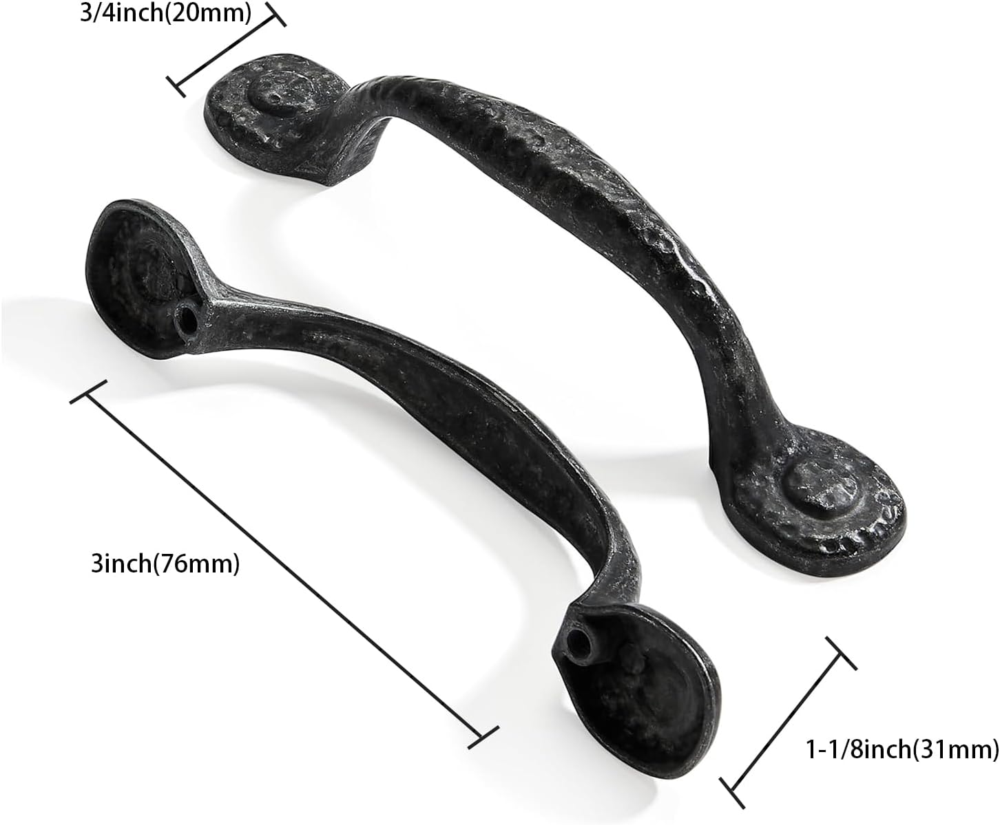 Hammered Black Iron Cabinet Pulls