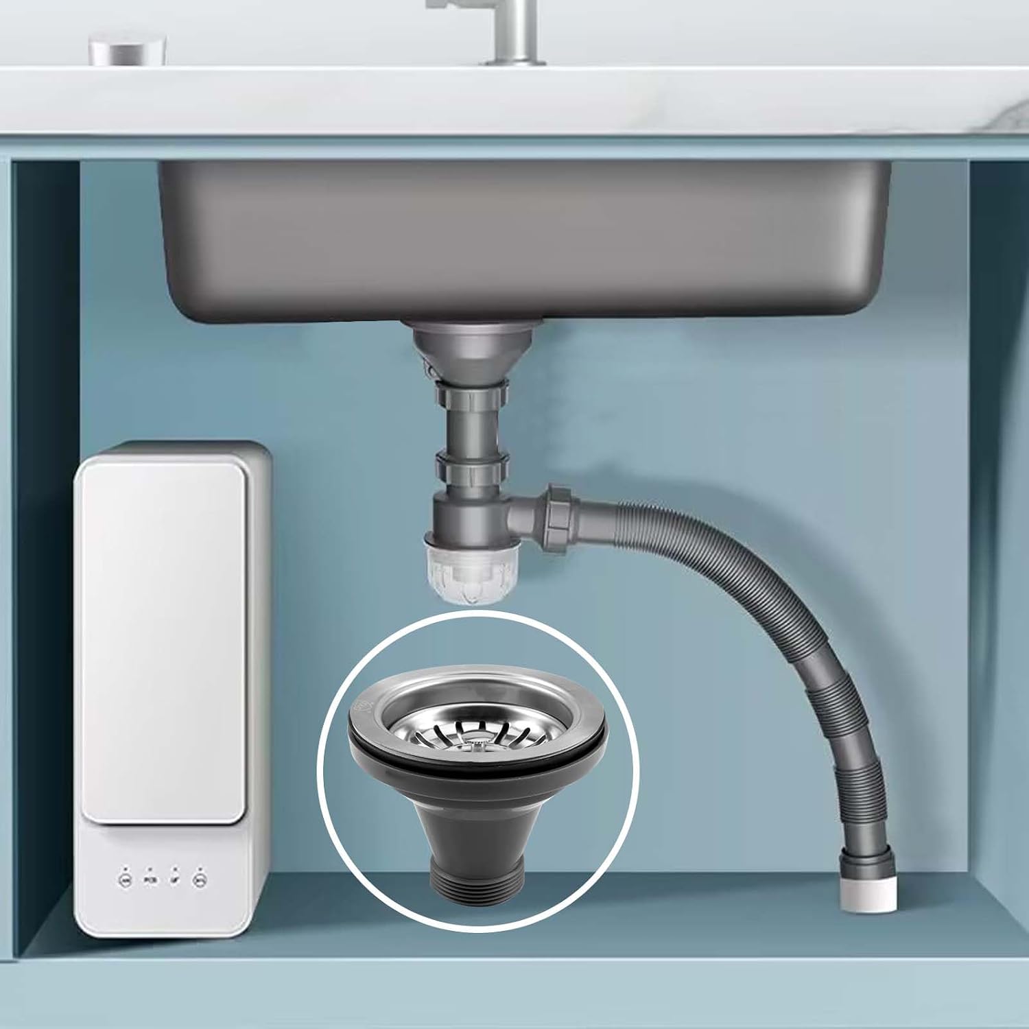 304 Steel Sink Drain Complete Kit