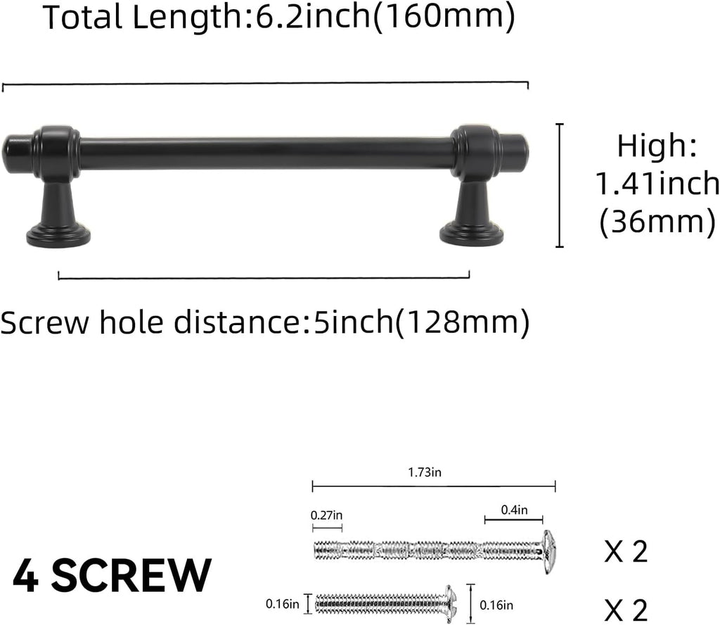 Matte Black Five Inch Cabinet Pulls