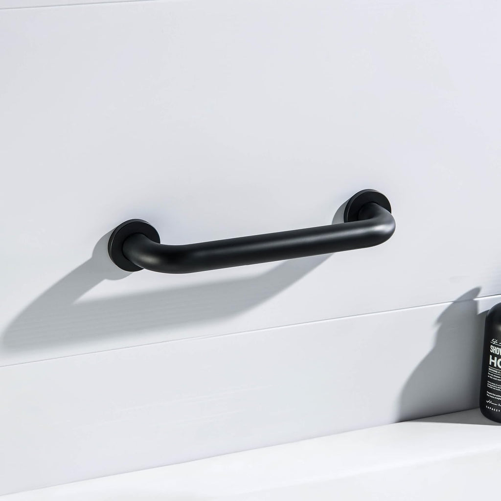 Matte Black Curved Steel Grab Bar