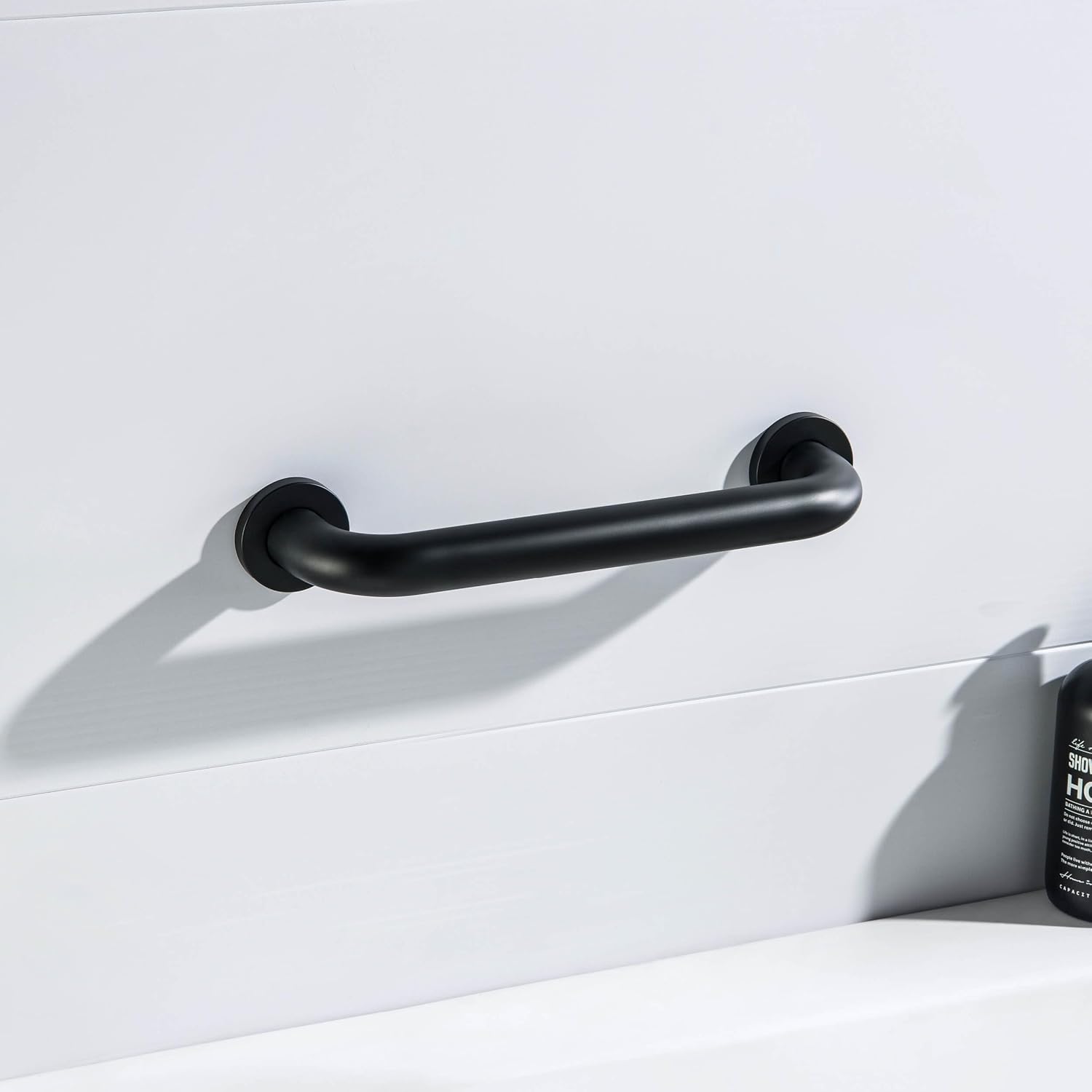 Matte Black Curved Steel Grab Bar