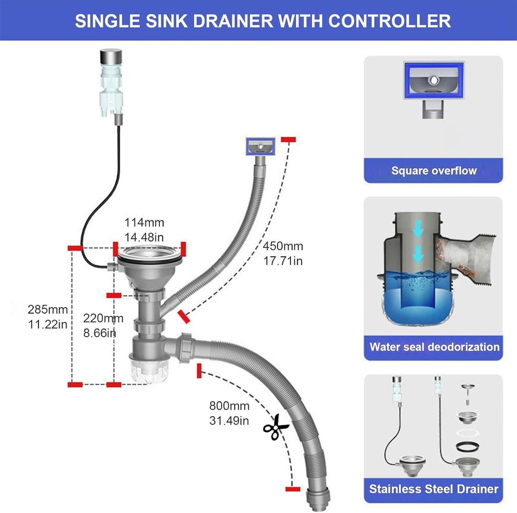 Push Button Sink Drain Assembly Kit