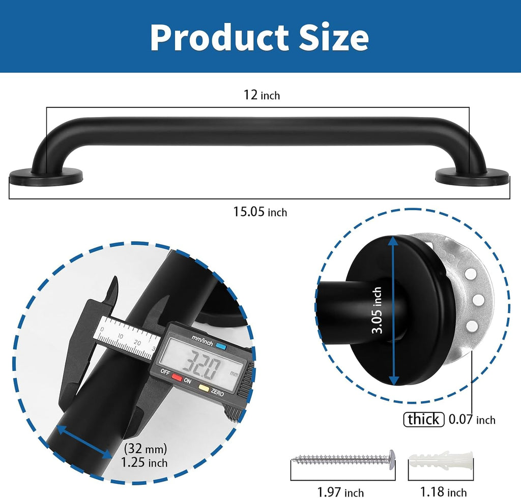 Non Slip Steel Shower Safety Grab Bars