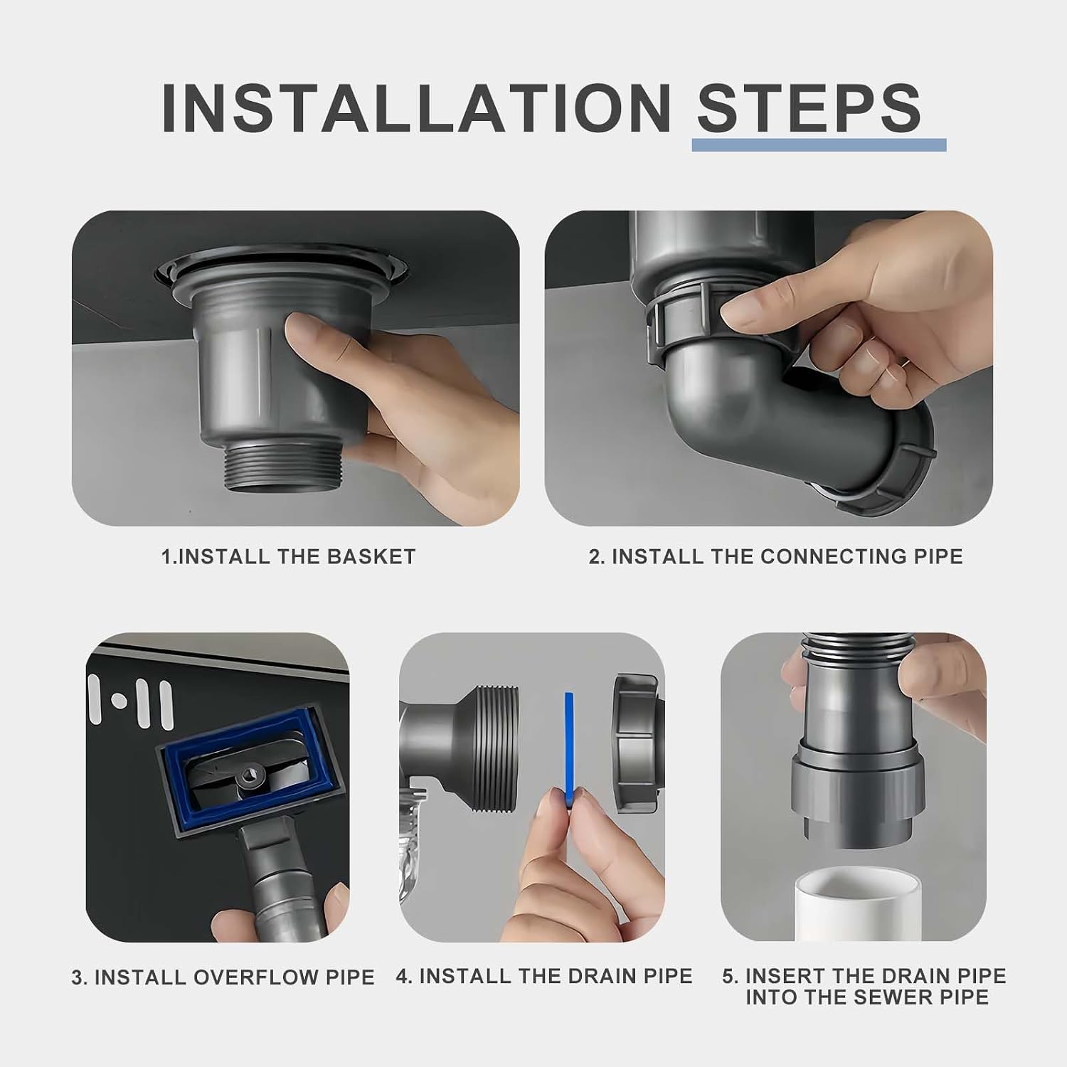304 Steel Single Sink Drain Kit