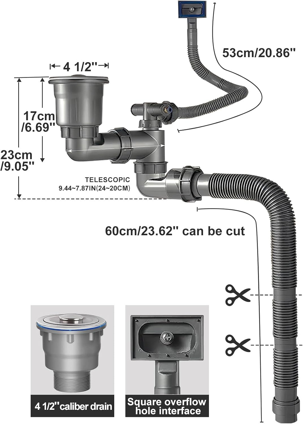 Steel Sink Drain With P-Trap Pipe