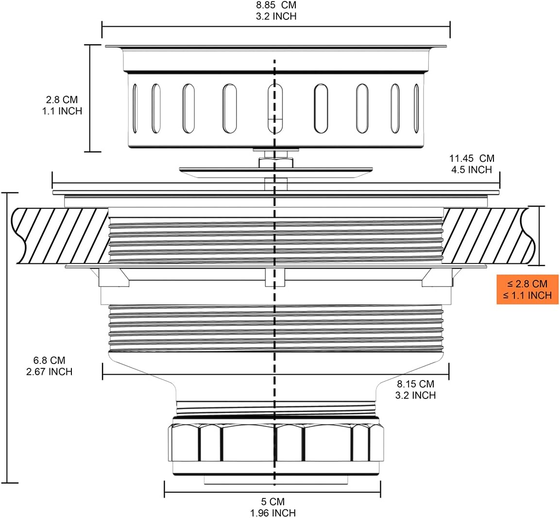 Stainless Sink Drain Strainer Assembly
