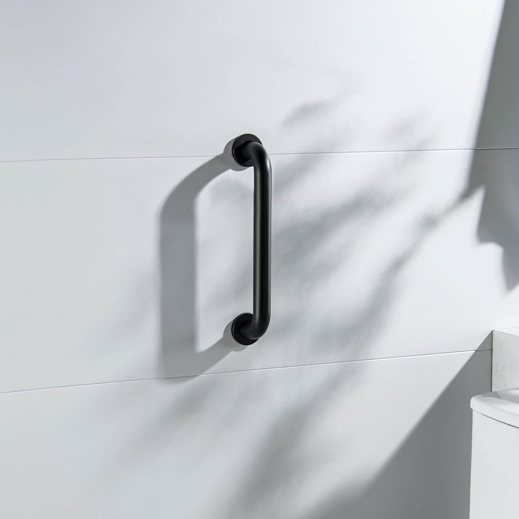 Matte Black Curved Steel Grab Bar