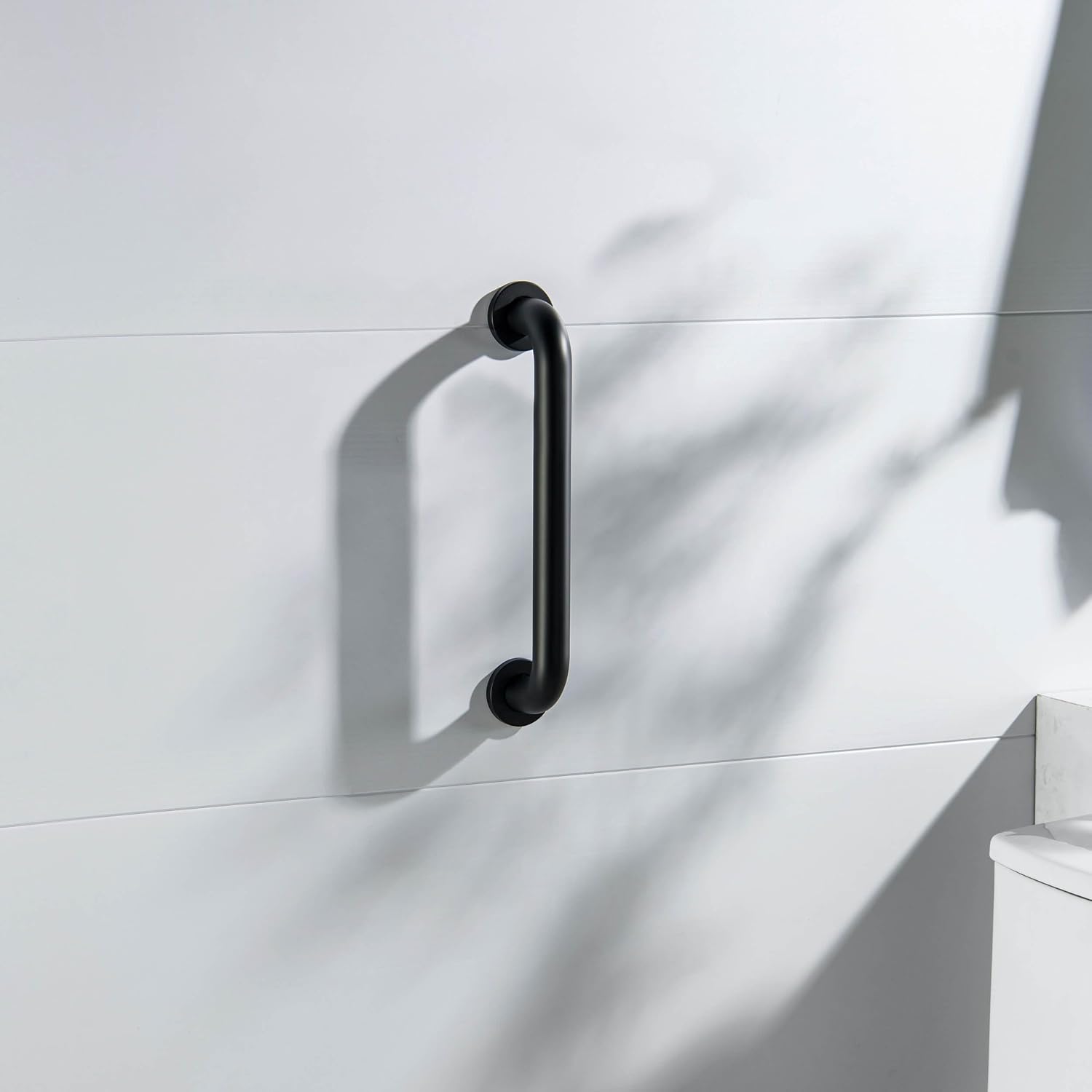 Matte Black Curved Steel Grab Bar