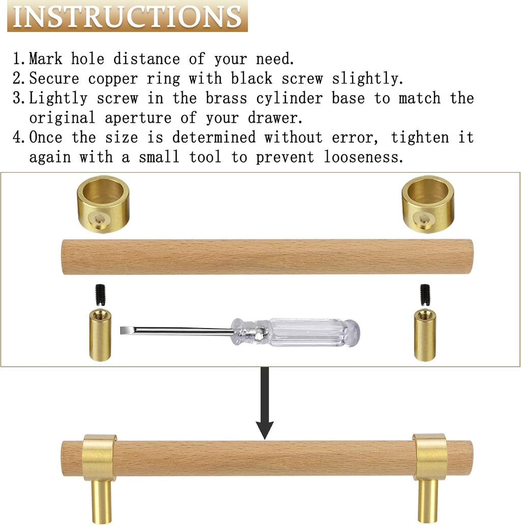 Wood Brass Adjustable Cabinet Pull Handles