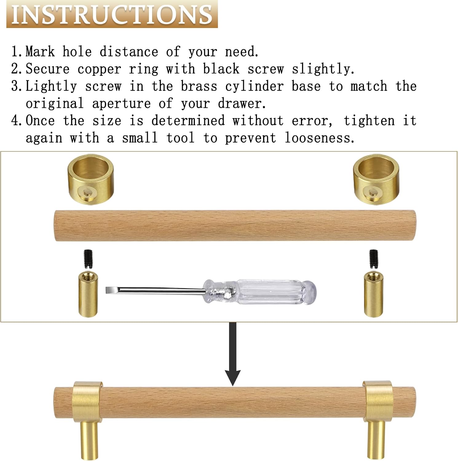 Wood Brass Adjustable Cabinet Pull Handles