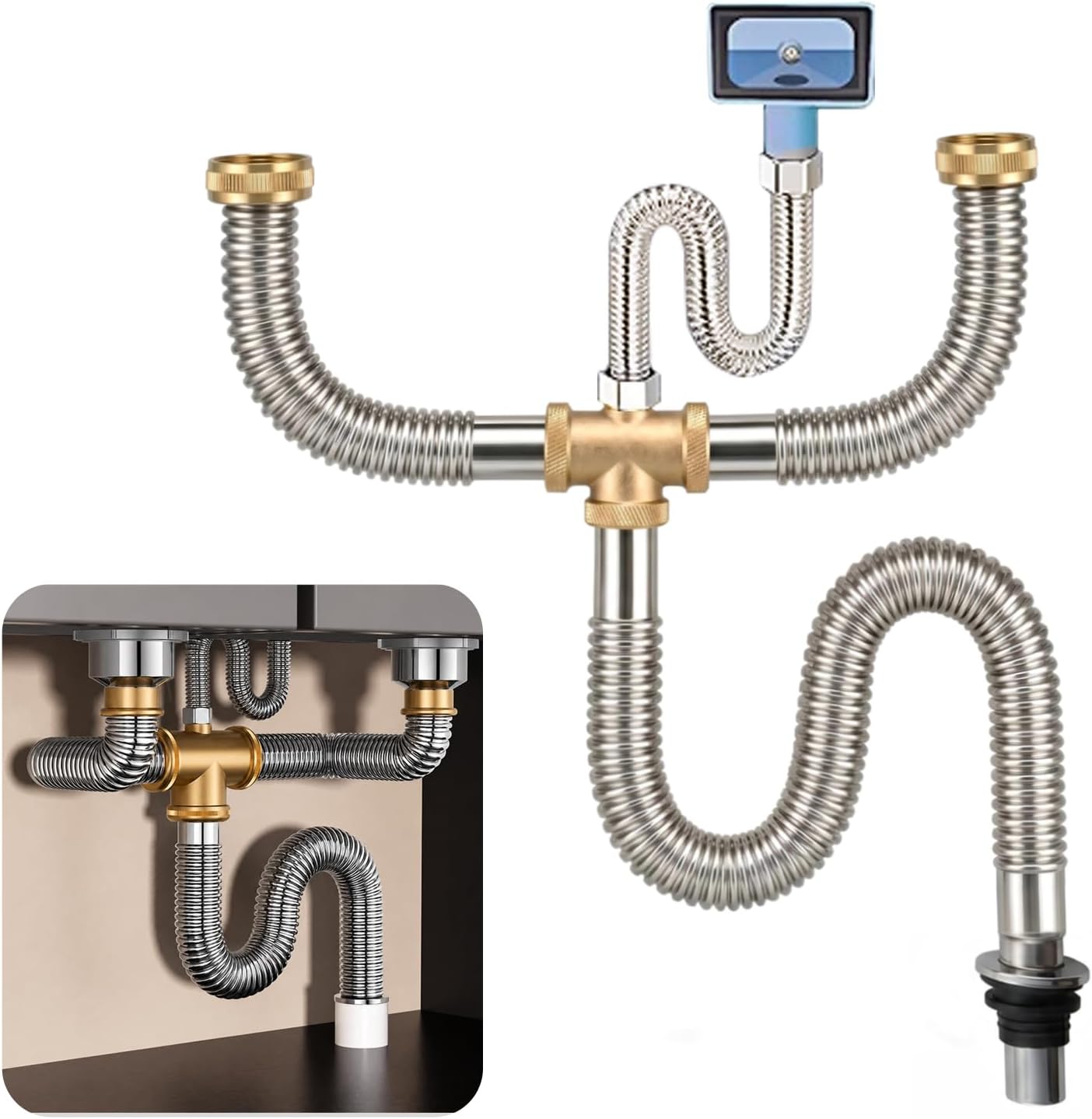 Double Sink Flexible Drain Pipe Kit