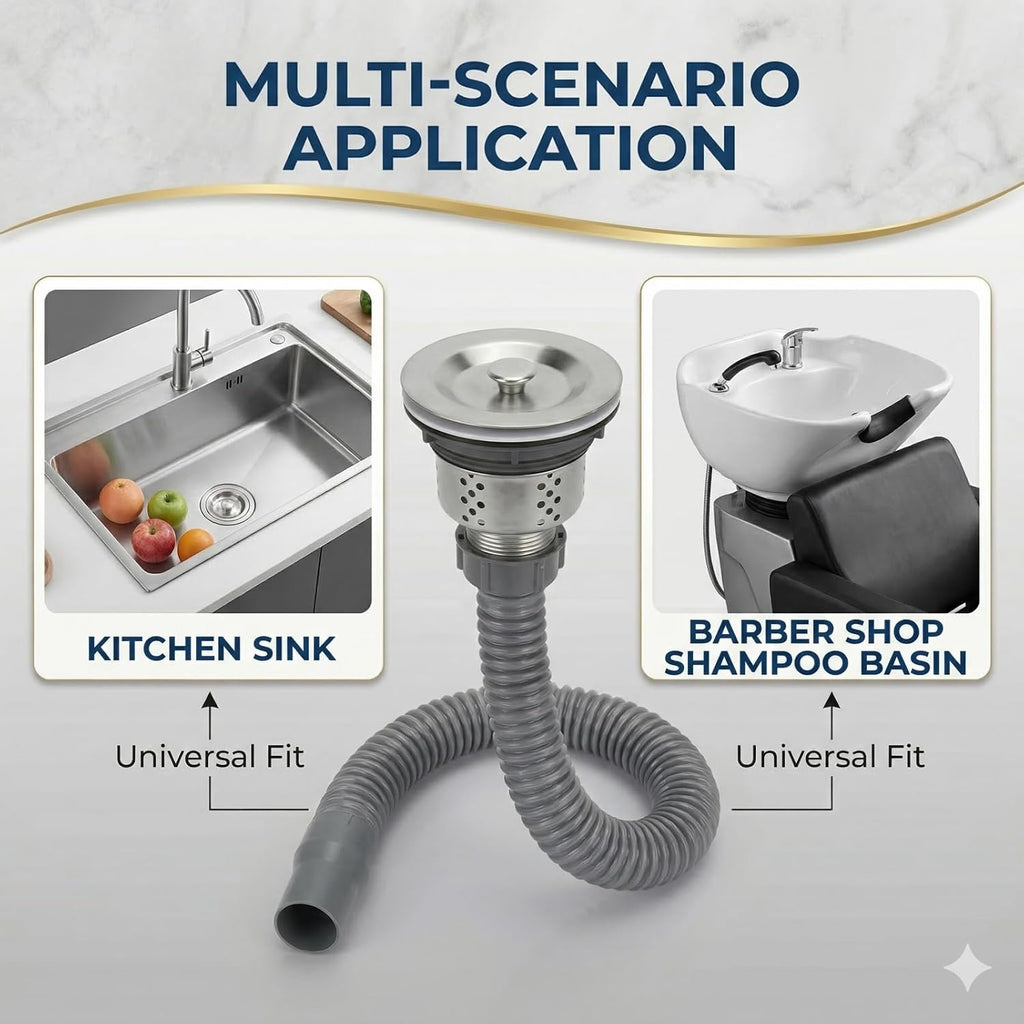 Stainless Shampoo Bowl Drain Kit