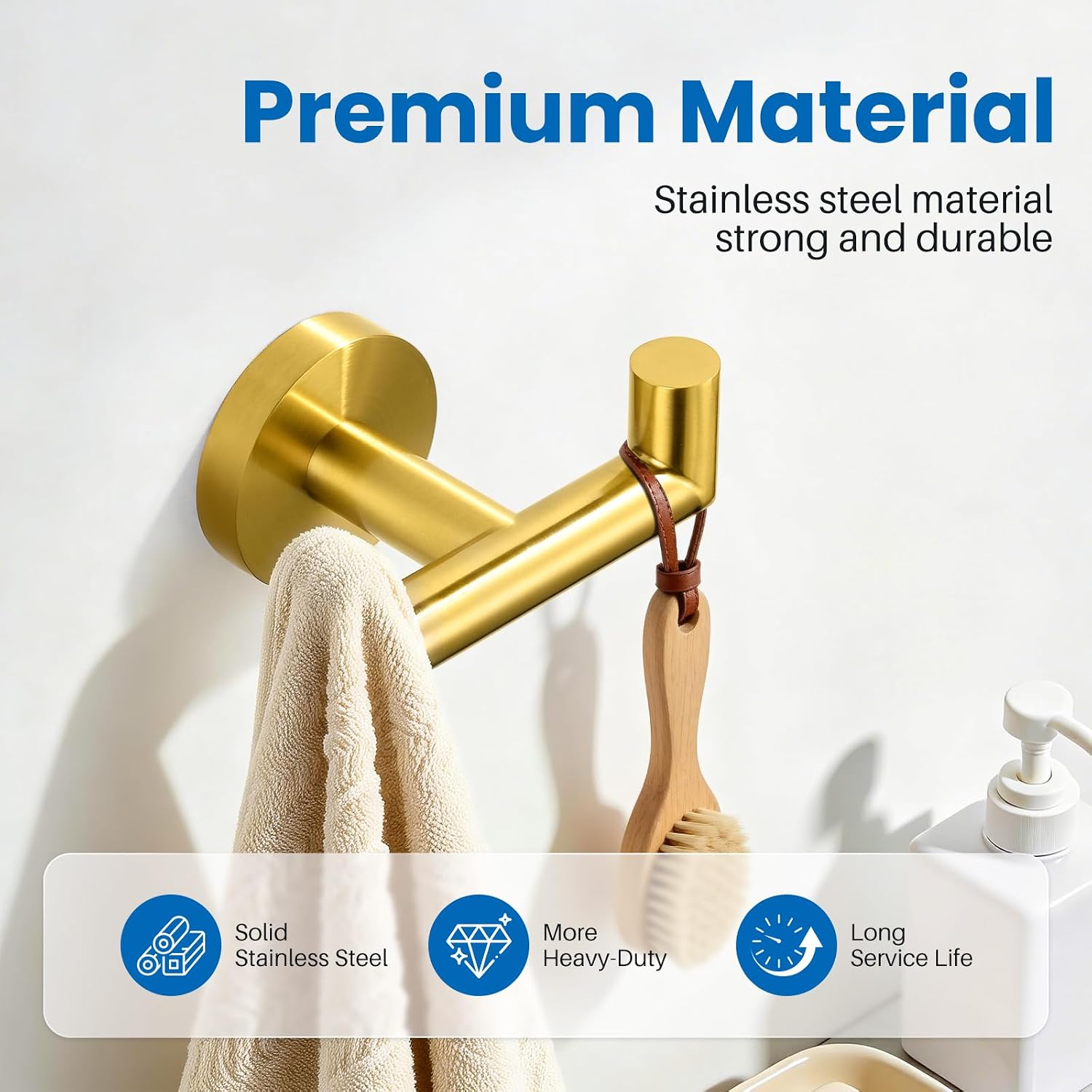 Brushed Gold Double Towel Hooks