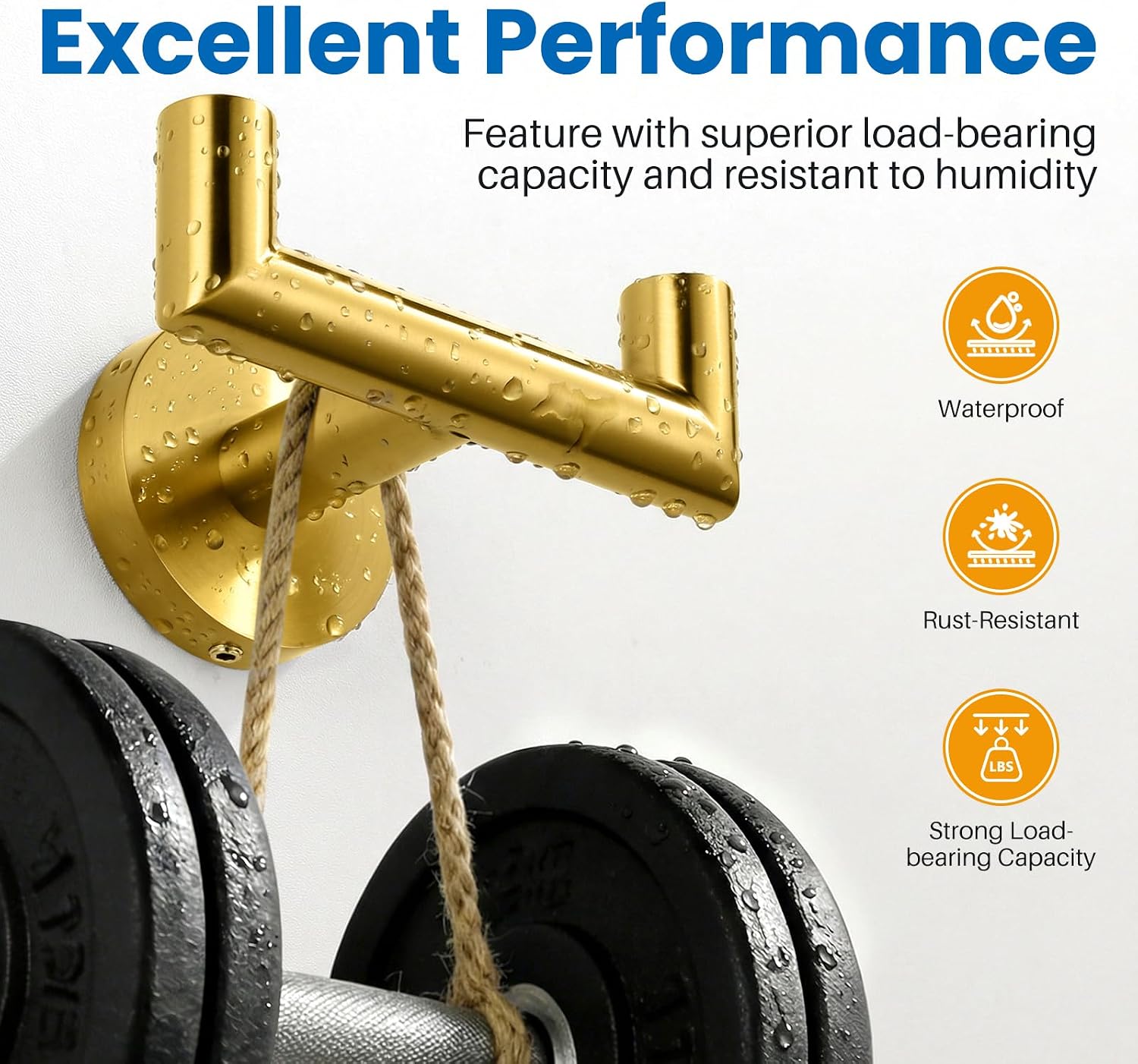Brushed Gold Double Towel Hooks