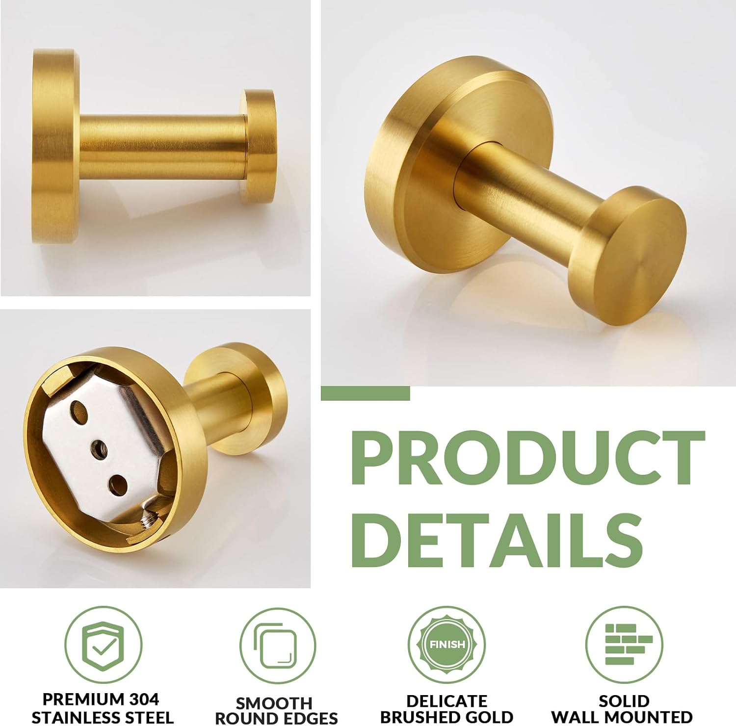Gold Bathroom Towel Hook 2 Pack