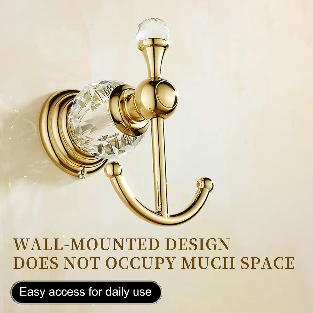 Gold Crystal Bathroom Towel Hooks
