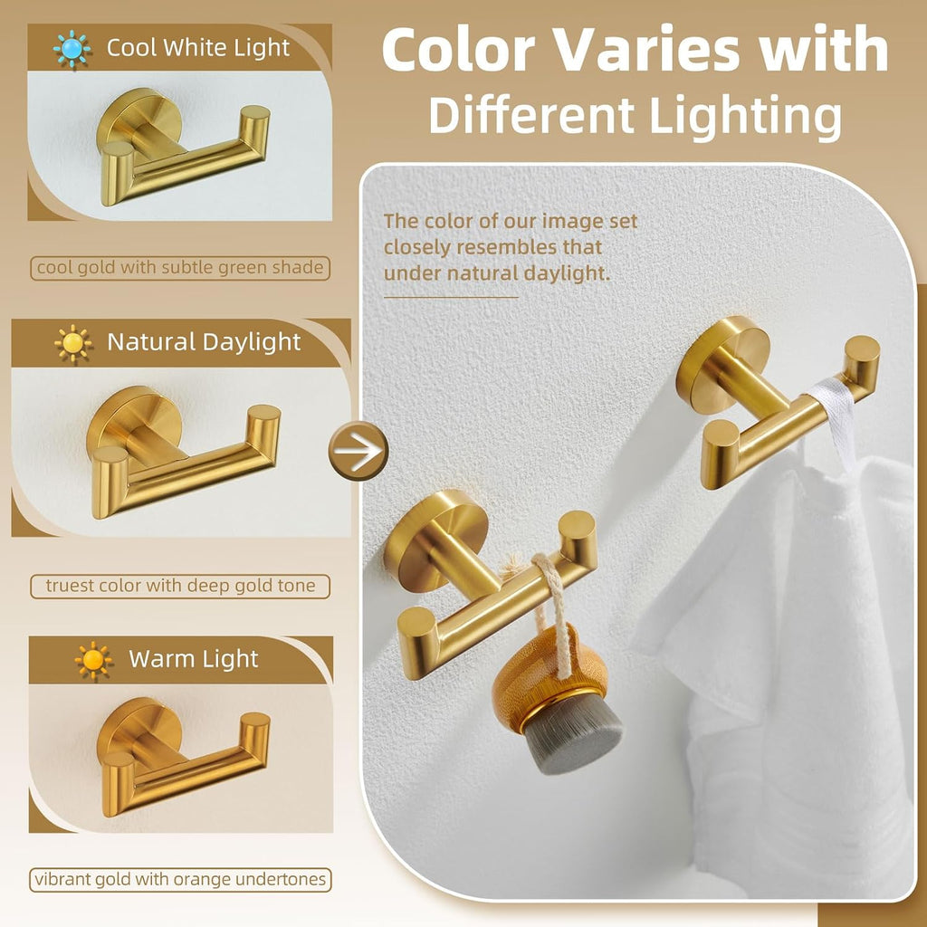 Angled Dual Dark Gold Towel Hooks