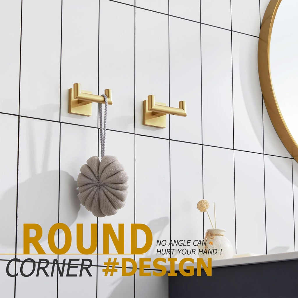 Brushed Gold Double Towel Hooks