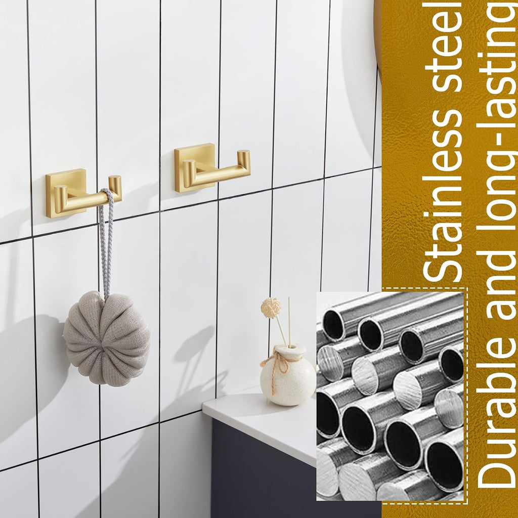 Brushed Gold Double Towel Hooks