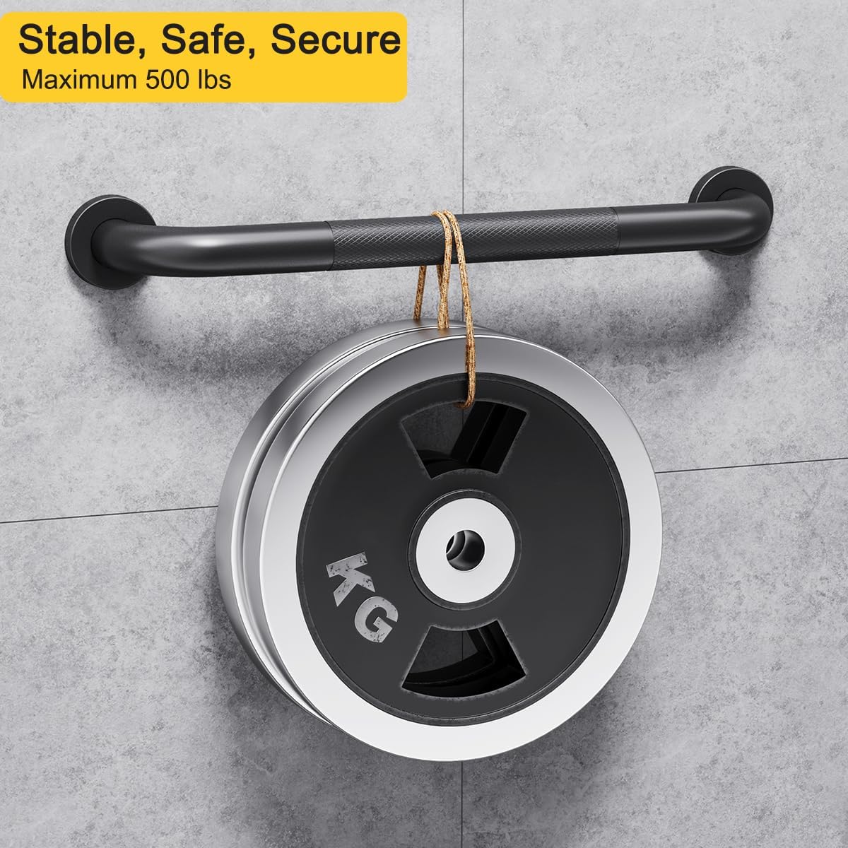 Knurled Steel Anti Slip Shower Grab Bar