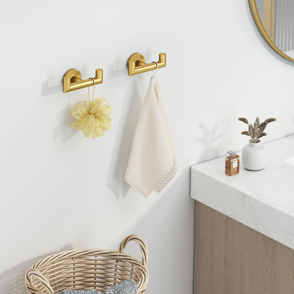 Angled Dual Dark Gold Towel Hooks