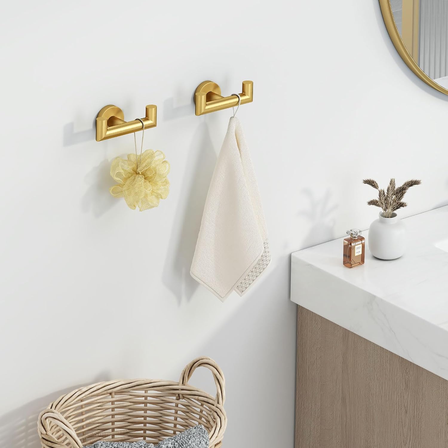 Angled Dual Dark Gold Towel Hooks
