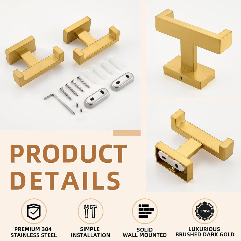 Dark Gold Stainless Towel Hooks