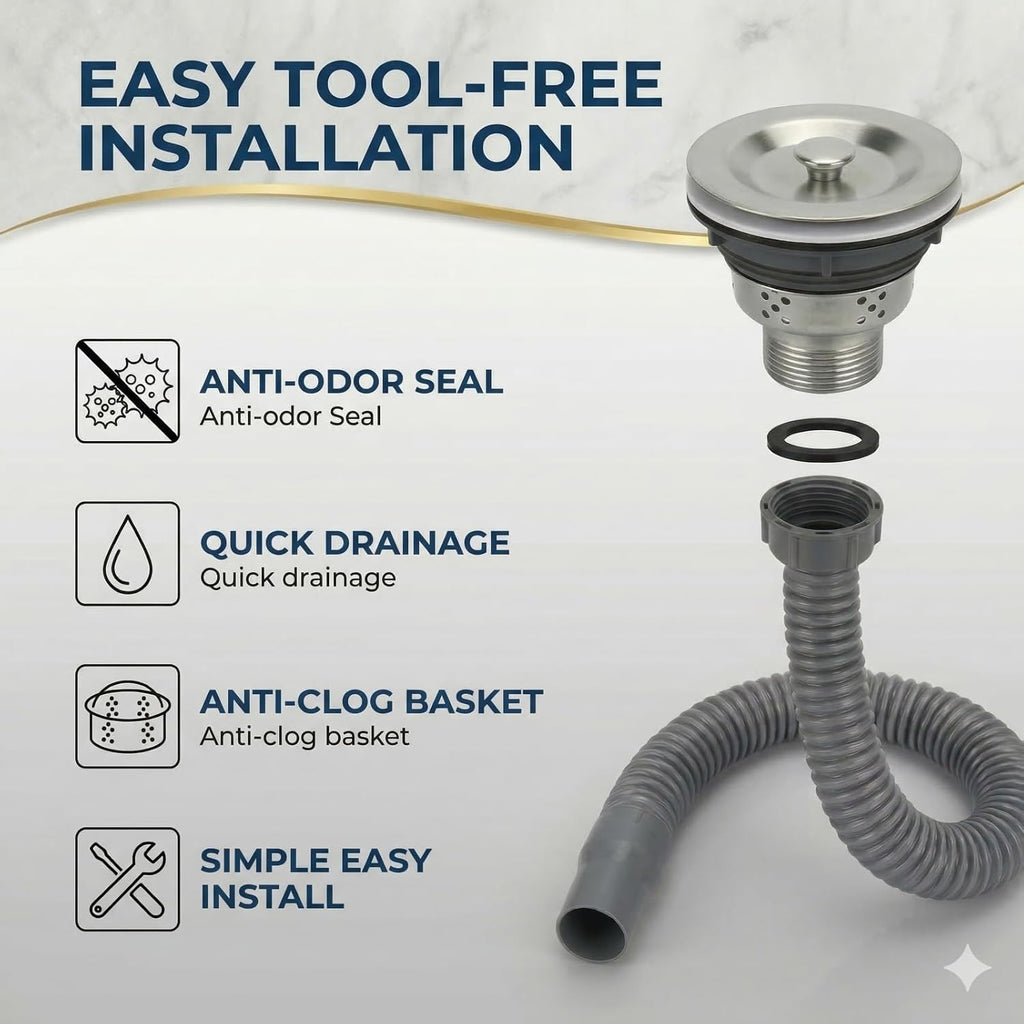 Stainless Shampoo Bowl Drain Kit