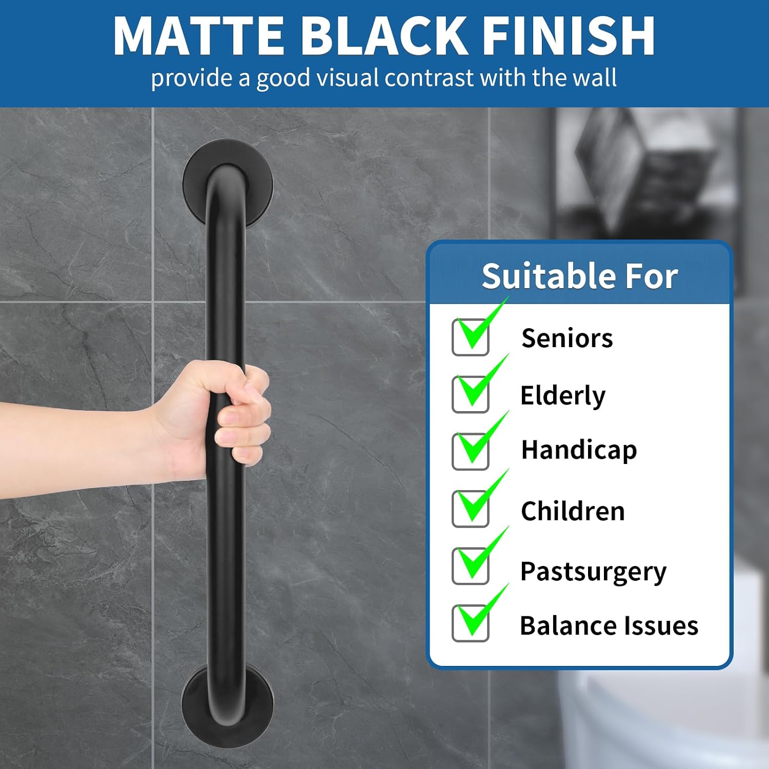 Non Slip Steel Shower Safety Grab Bars