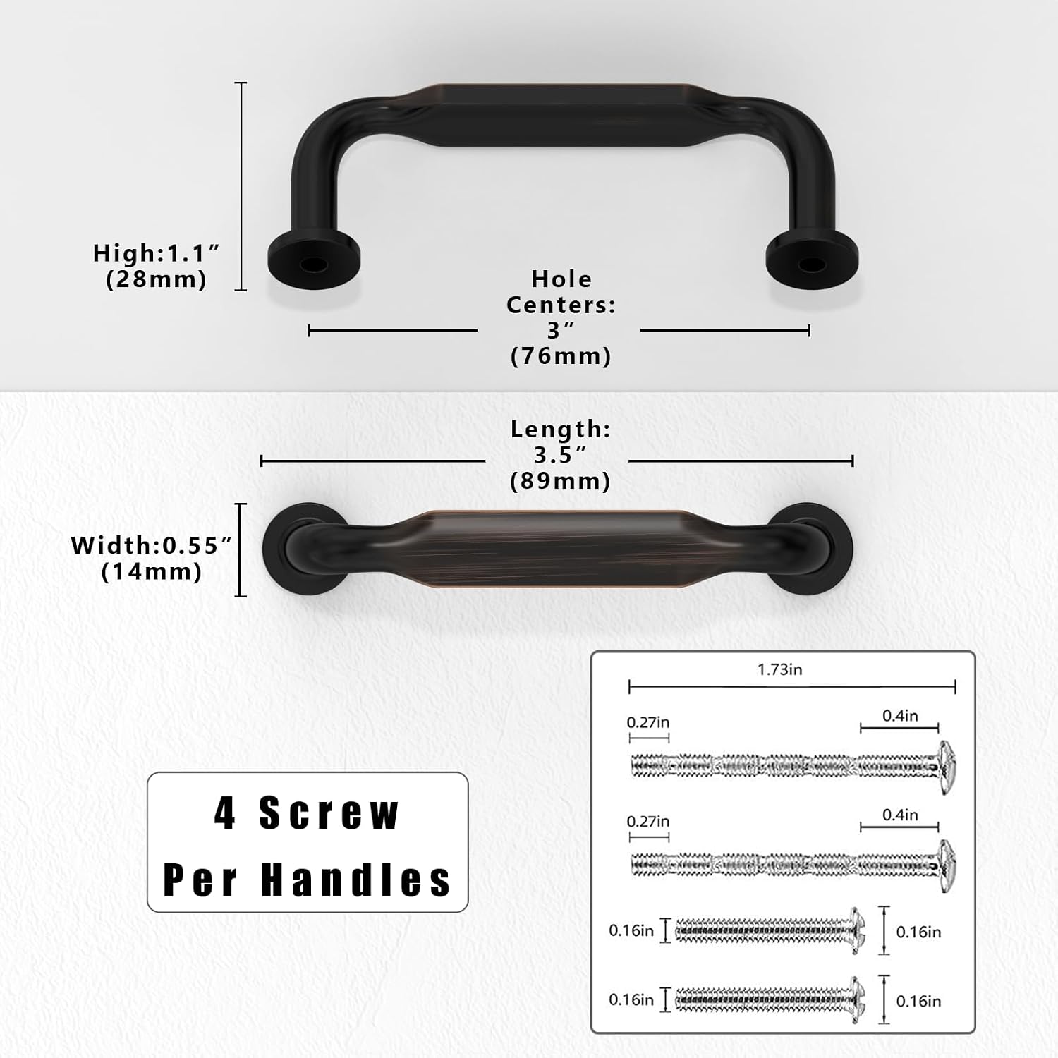 Bronze Solid Zinc Cabinet Pull Handles