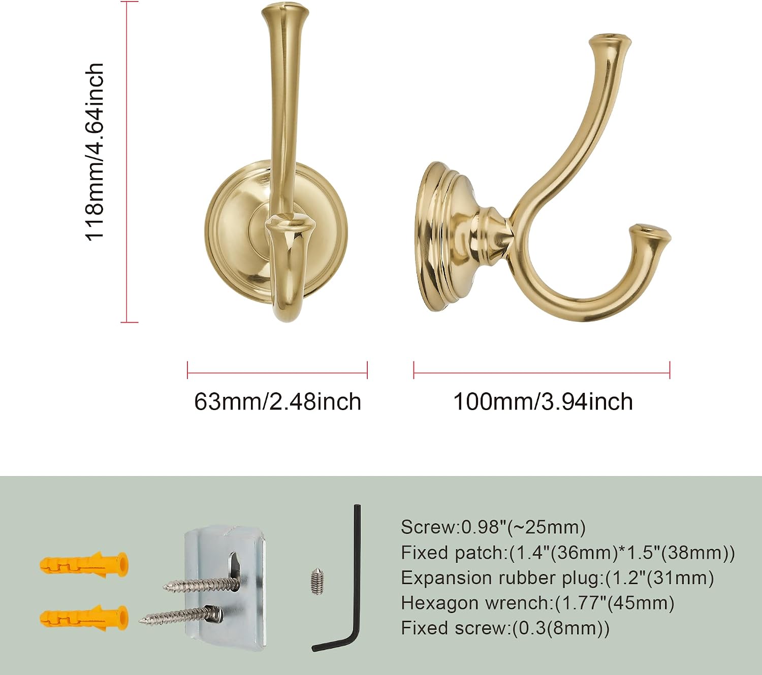 Champagne Gold Double Towel Hooks