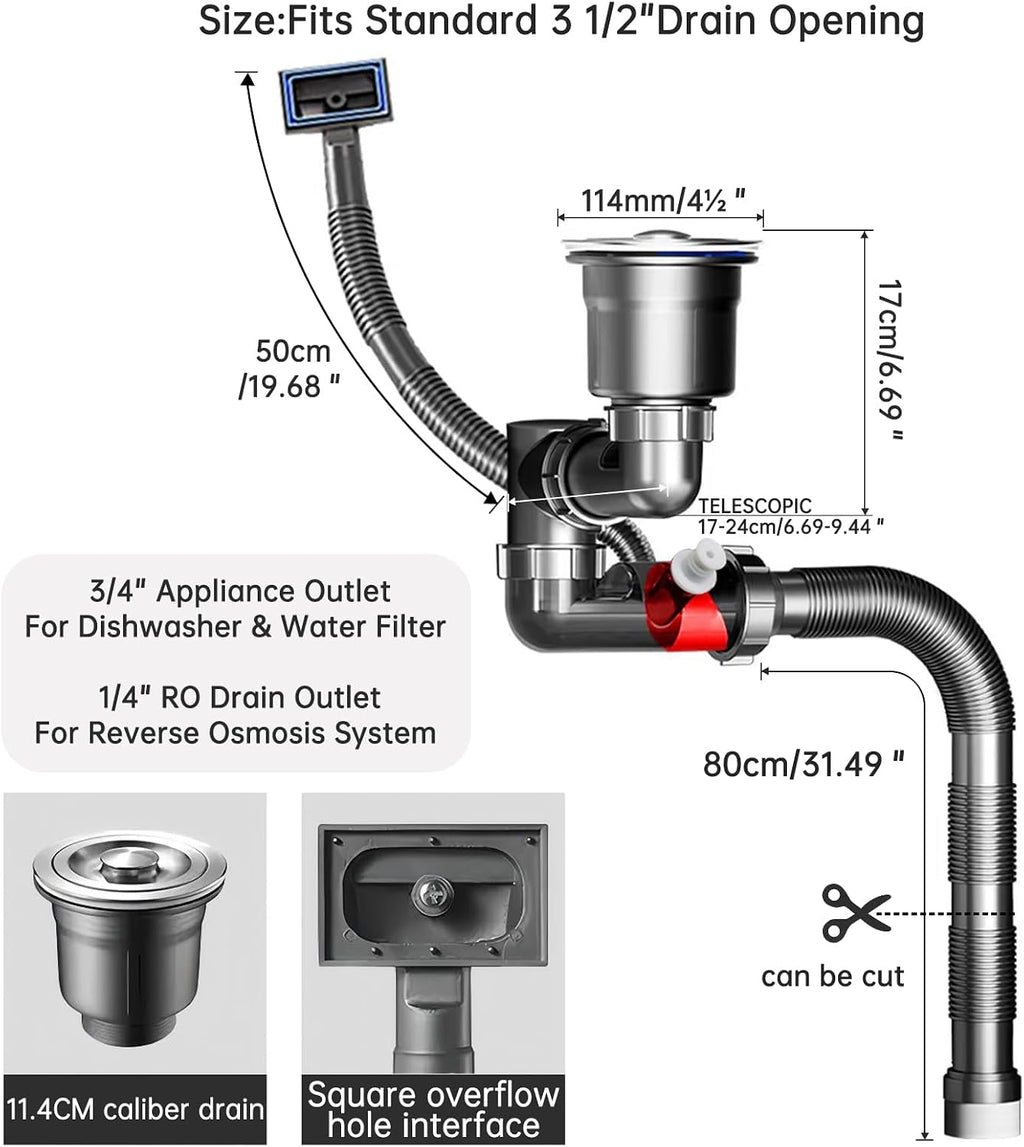 304 Steel Single Sink Drain Kit