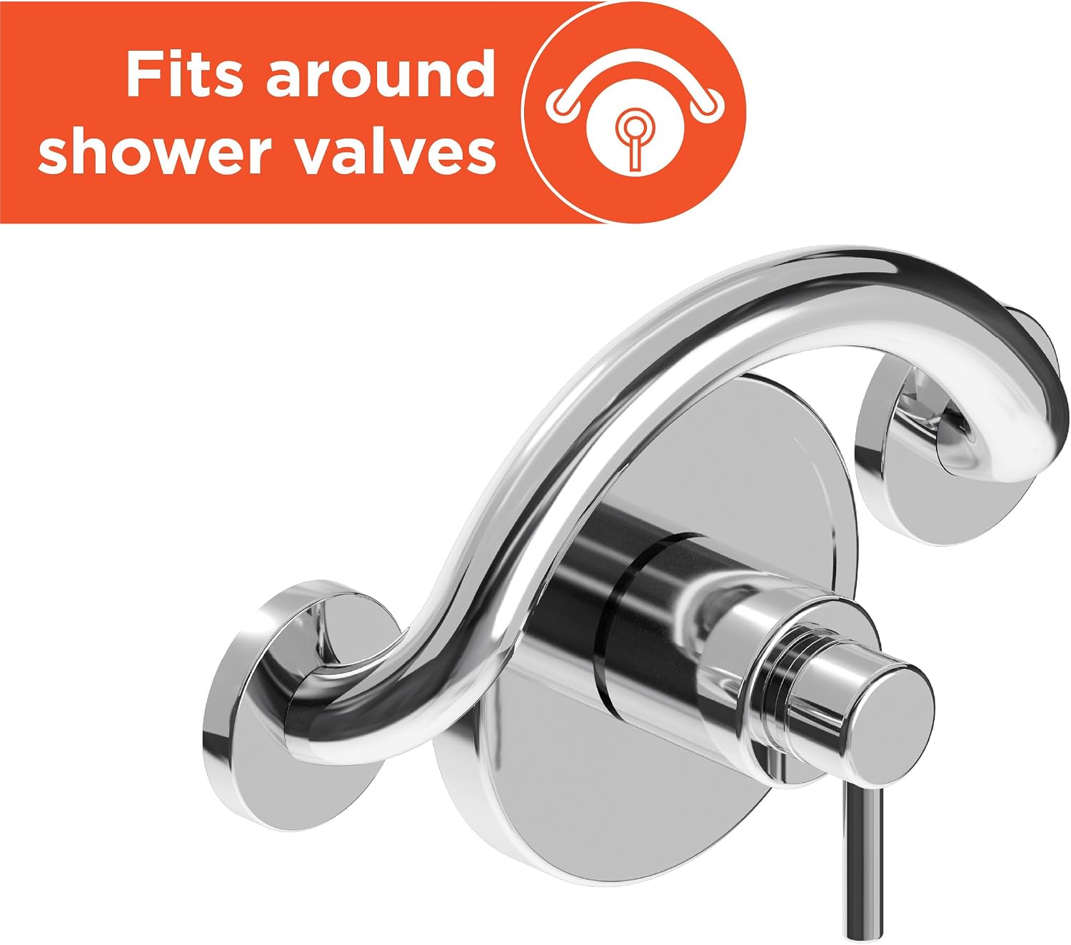 Curved Chrome Crescent Bath Grab Bar