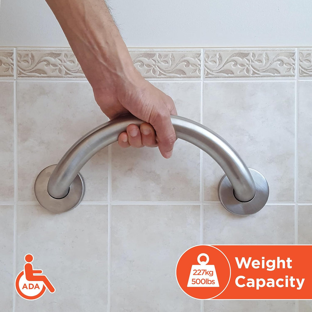 Stainless Crescent Curved Bath Grab Bar