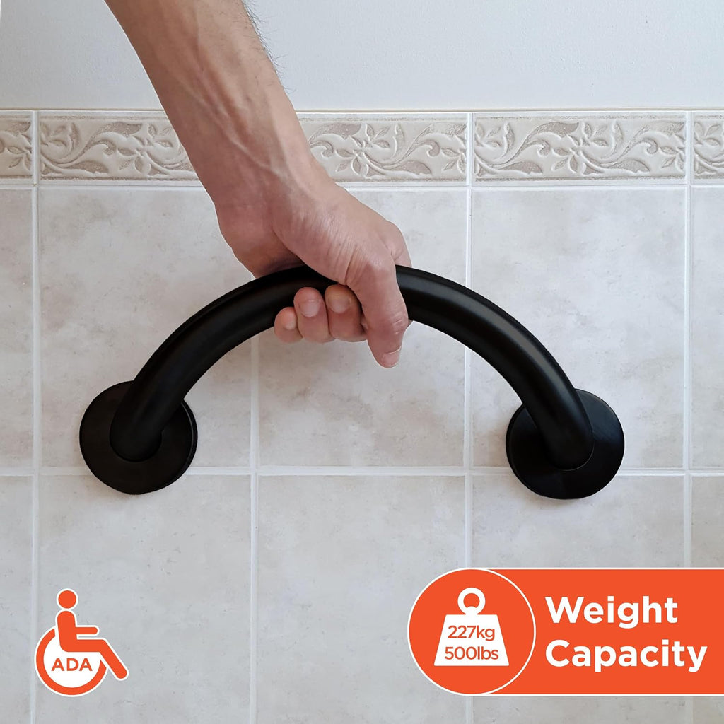 Matte Black Crescent Curved Grab Bar