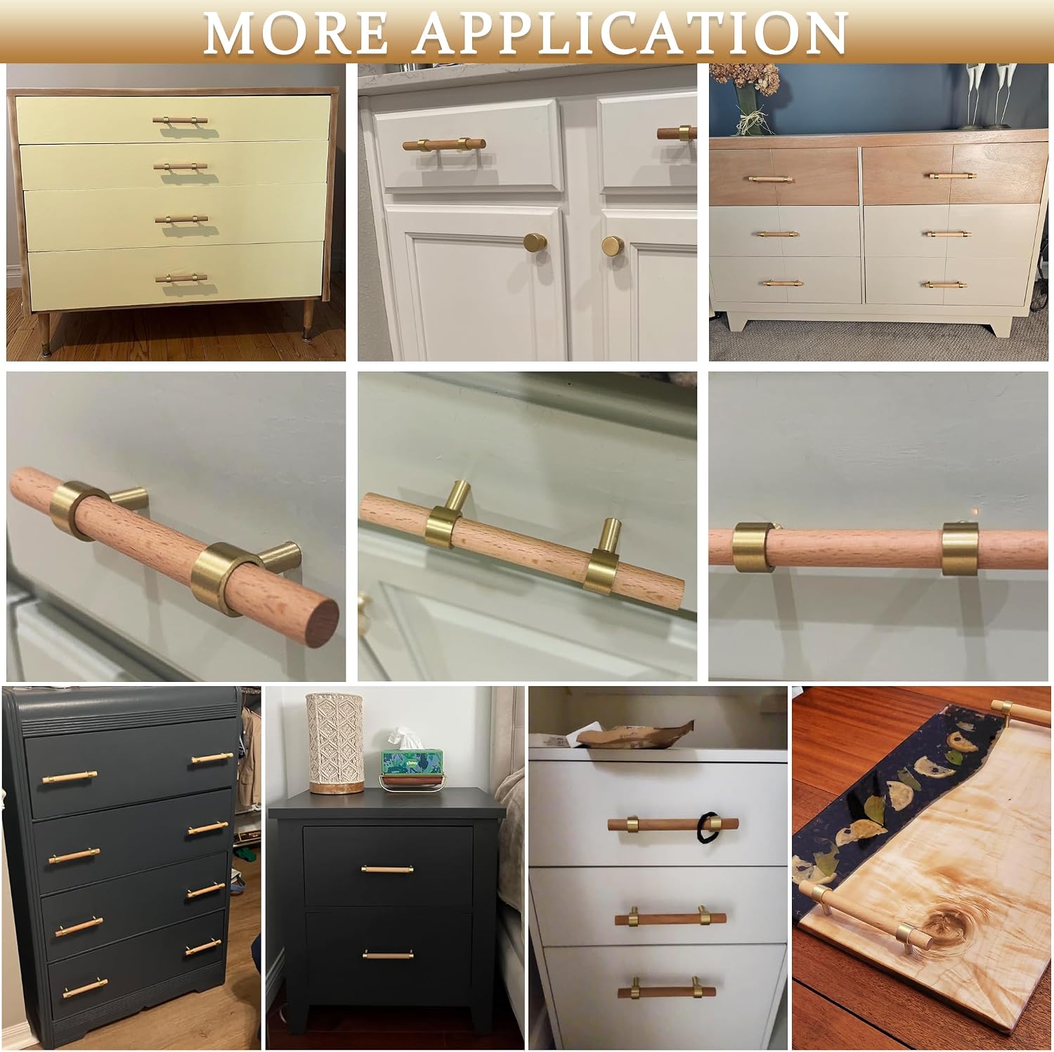Wood Brass Adjustable Cabinet Pull Handles