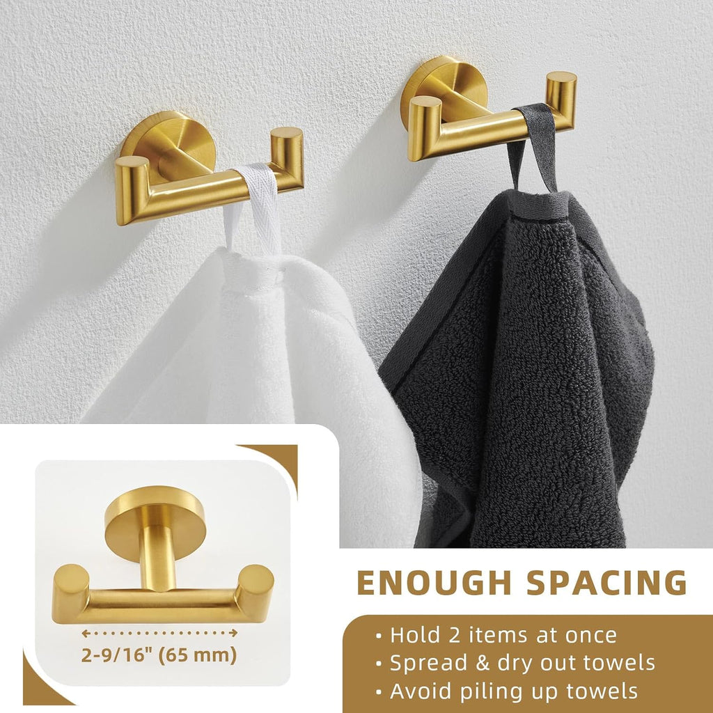 Angled Dual Dark Gold Towel Hooks