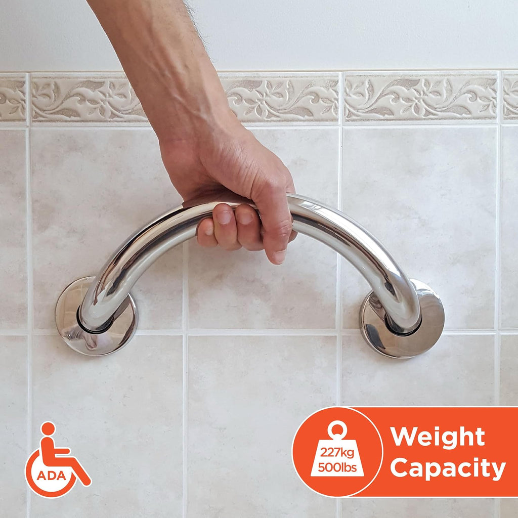 Curved Chrome Crescent Bath Grab Bar